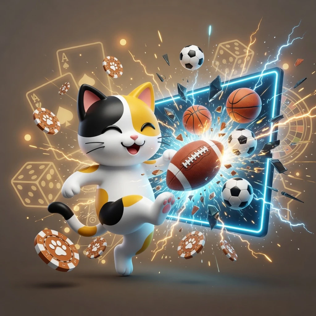 LuckyCalico games lobby banner showcasing slots, live casino tables, sports betting, and fish shooting game categories